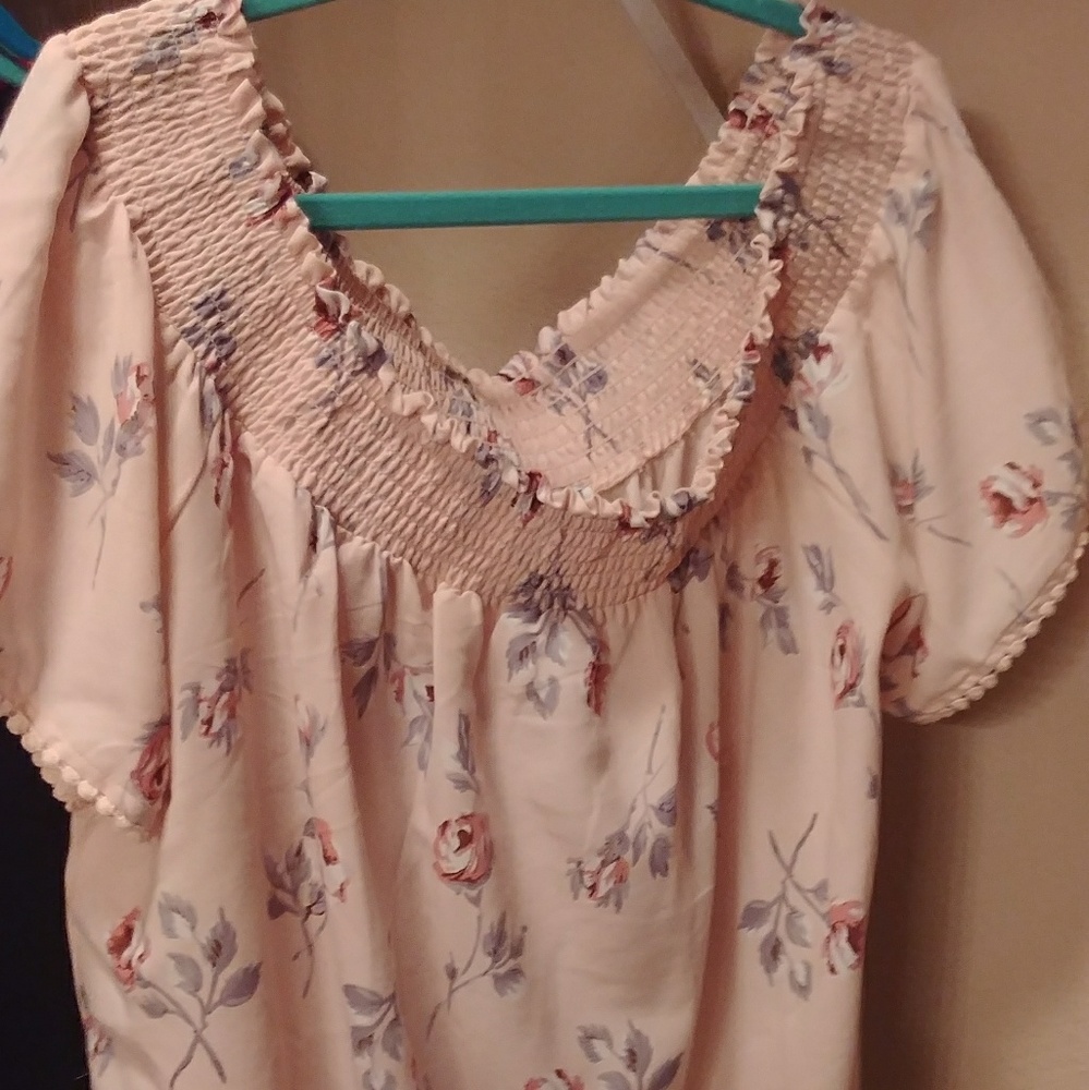 Pink womens short sleeve blouse 2x